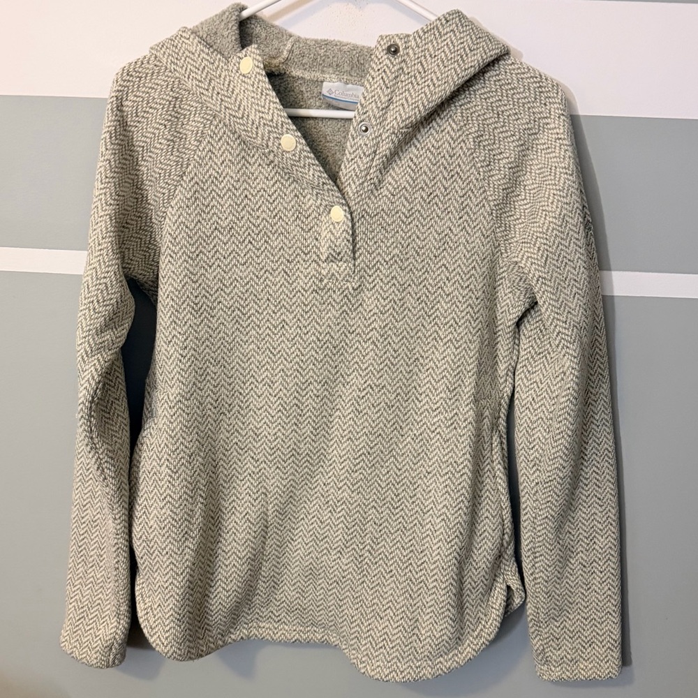 Columbia Women's Darling Days II Ecru Herringbone Pullover Fleece Hoodie